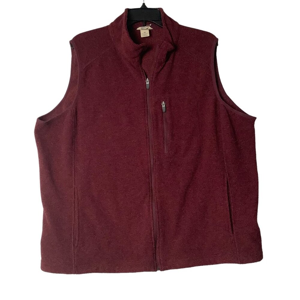 Duluth Trading Co. Maroon Red Full-Zip Fleece Vest‎ Men Size 2X Large Pockets